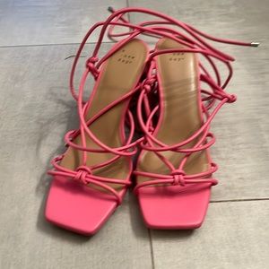 Pink strappy heels